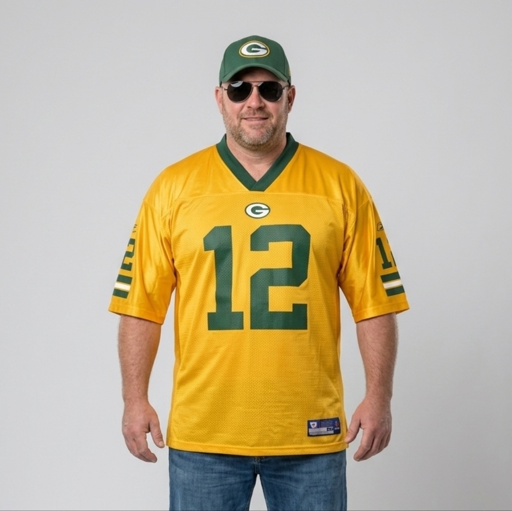 AARON RODGERS #12 Green Bay Packer Football Jersey Sz Large